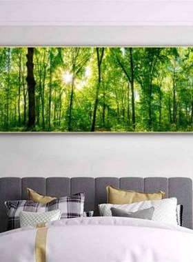 卧室床头装饰画绿色森林壁画客厅树木办公室风景挂画树林沙发墙画