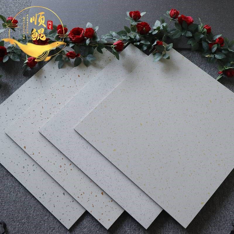 白色小颗粒水磨石瓷砖 600X600商场工装仿古砖墙砖连锁店客厅地砖