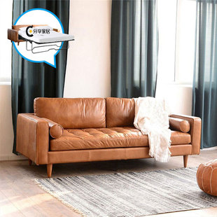 现代美式小户型双人折叠皮艺沙发床1.5米1.8米省S空间客卧两用沙