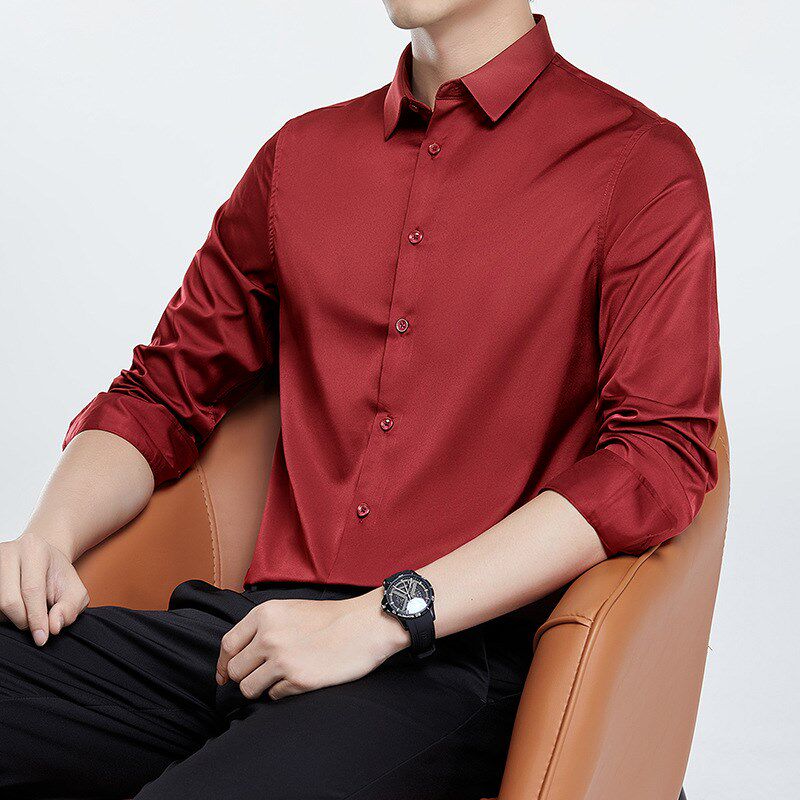 男士衬衫长袖春秋季抗皱免烫衬衣白色商务高级感职业正装寸衫休闲