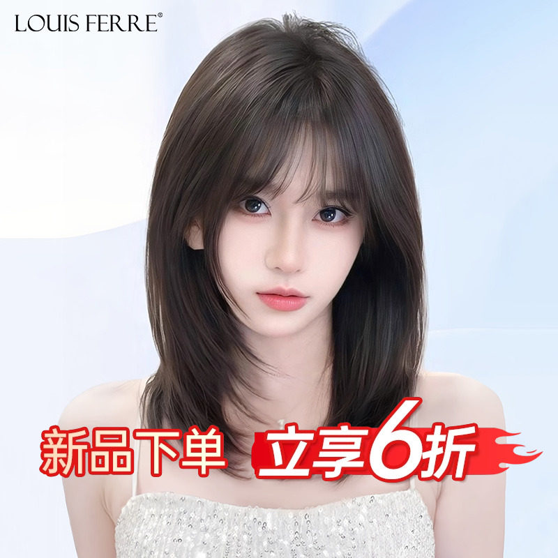 锁骨发女假发全真人发锁骨发蕾丝空N气刘海层次自然发套