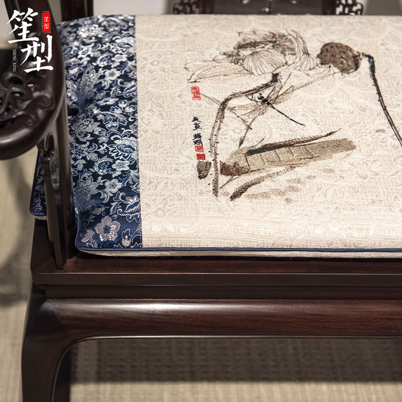 新中式椅垫红木沙发坐垫子古典家用茶椅圈椅餐椅加厚海绵座垫定制