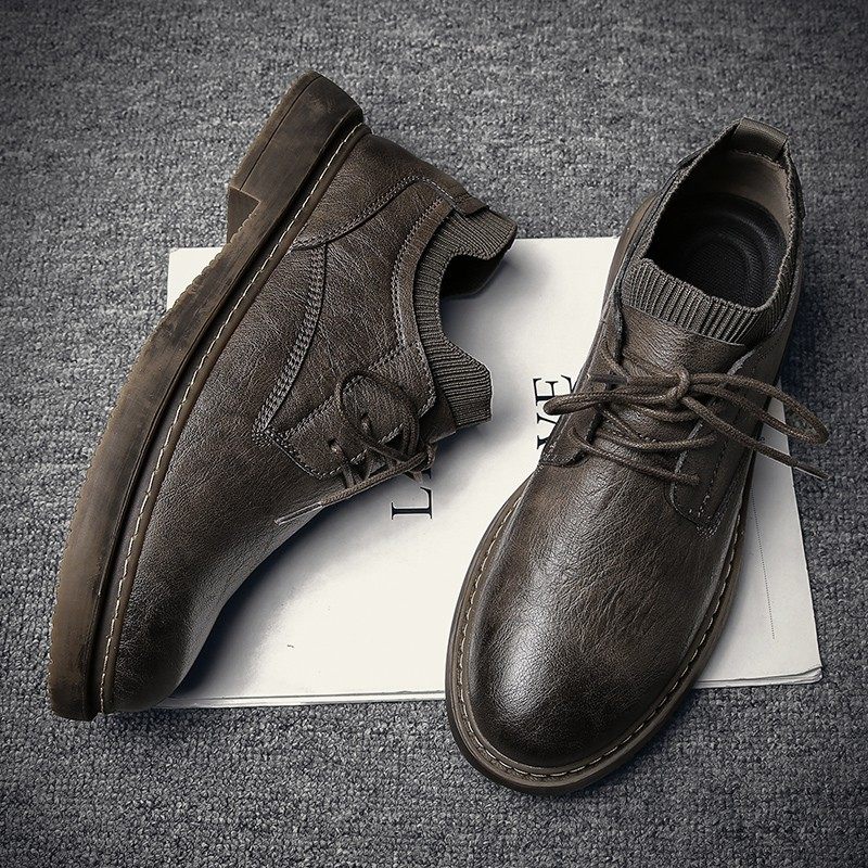 马丁靴男潮低帮鞋子靴子英伦风男鞋秋冬季男款马丁鞋男士休闲皮鞋