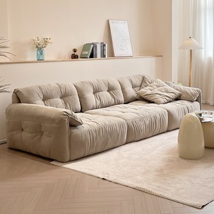 品洛云朵直排沙发客厅现代简约奶油风大坐深可移动靠背猫抓布沙发
