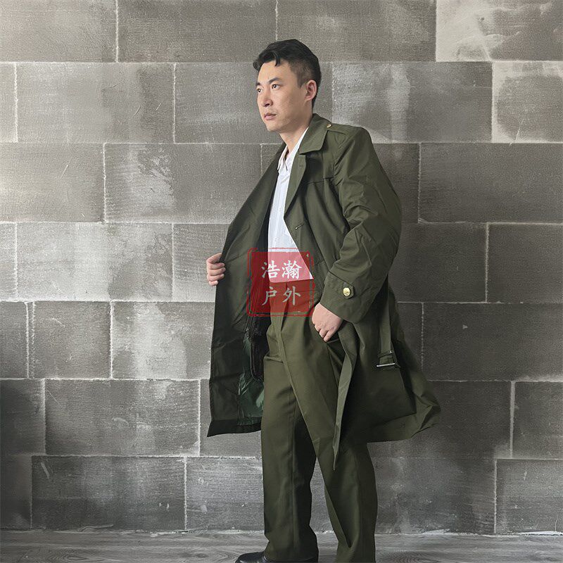 捡漏!87大衣男款冬季军绿保暖系扣可拆卸绒内胆中长款收腰风衣