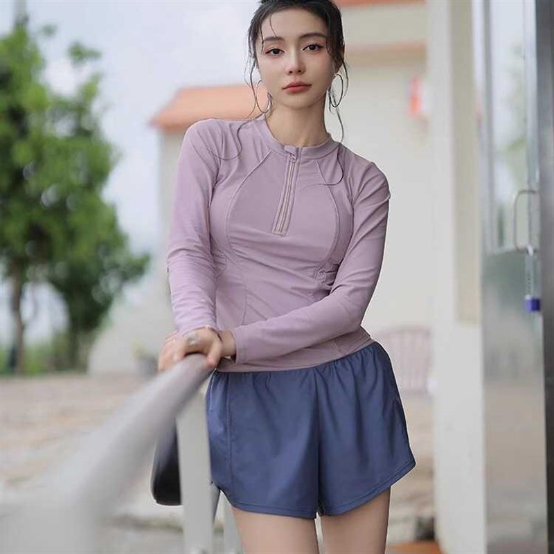 长袖泳衣女款分体保守大码遮肉游泳馆高级感2024新款温泉泳装