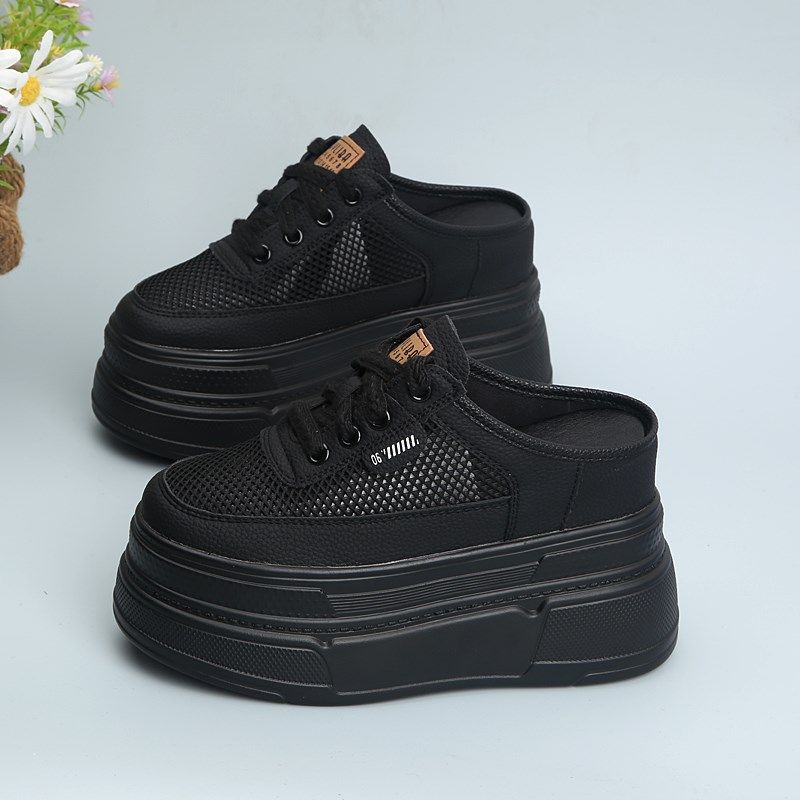 超高跟小个子厚底内增高10cm半拖鞋女外穿2024新款夏季网面包头拖,女鞋,包头拖,淘宝优惠券,粉丝福利购,淘宝优惠卷