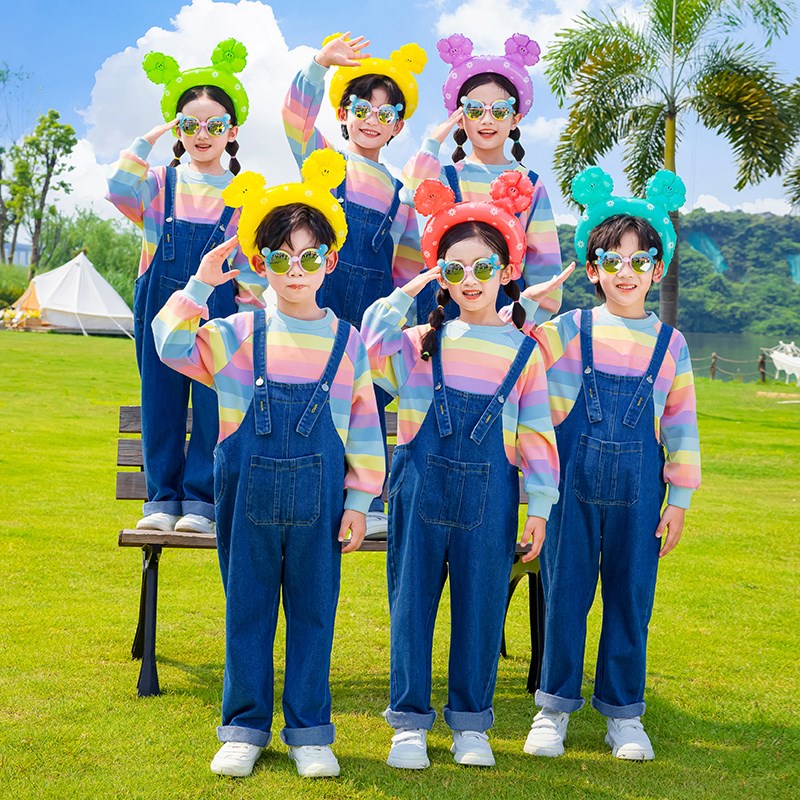 儿童班服套装背带裤小学生校服运动会开幕式服装幼儿园园服春秋装