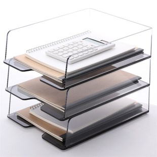 透明亚克力加大A4竖版文件框办公桌面资料分类收纳盘样本画册管理