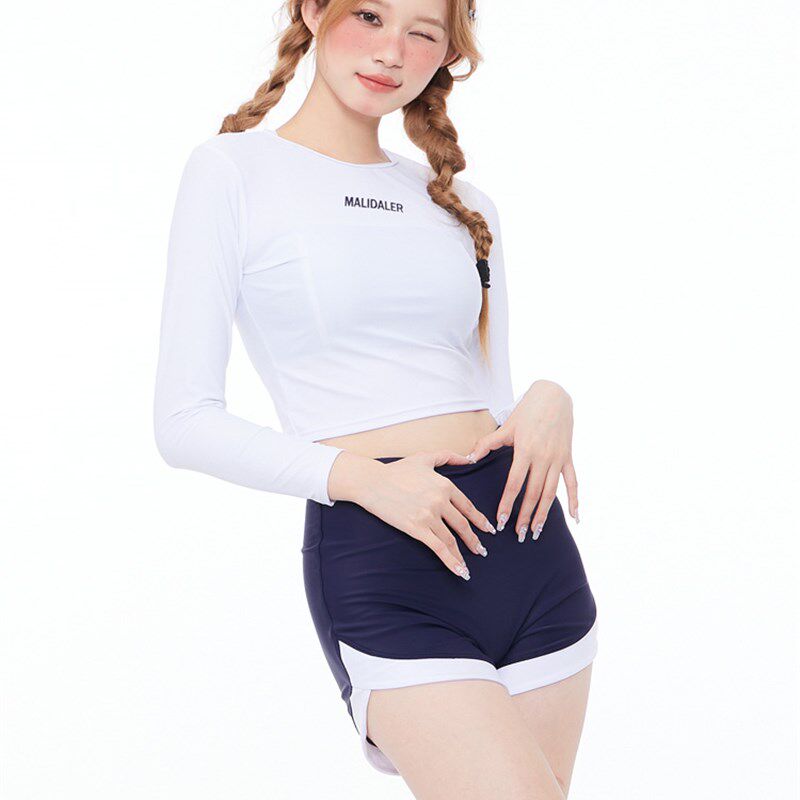 分体泳衣女款三件套学生运动保守长袖可爱日系泡温泉女孩2024新款