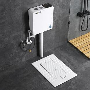 带盖板蹲便器冲水箱整套家用翻盖隐藏型陶瓷大便池 一体式