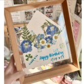 diy手工相框春日来信干花材料包压花信封贺卡情侣摆件相框装 饰品