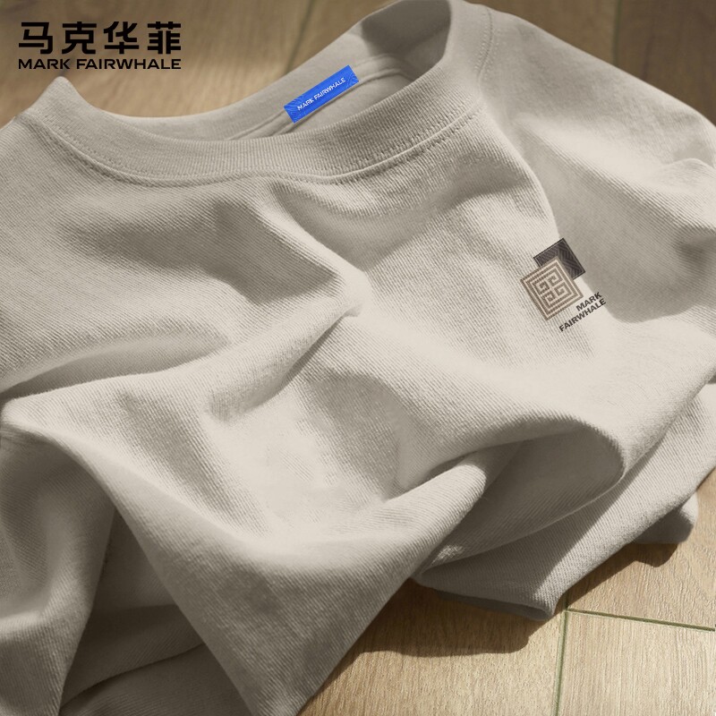 马克华菲纯棉长袖t恤男2026新款秋季美式重磅宽松打底衫男款上衣X
