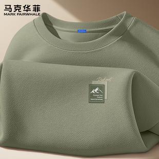 马克华菲男卫衣春秋重磅圆领外套男款2026新款休闲宽松男士上衣X