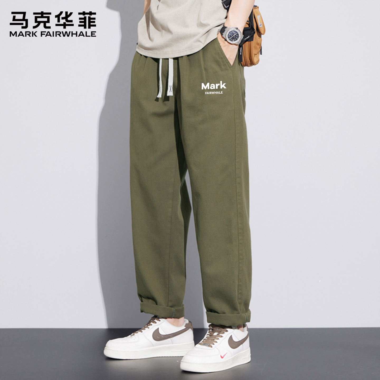 马克华菲美式纯棉工装裤子男款2025新款夏季薄款休闲阔腿长裤男X