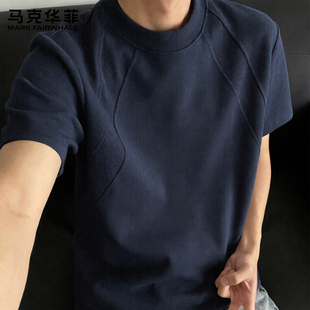 马克华菲短袖男款重磅拼接体恤男2026新款圆领美式夏季t恤男士X