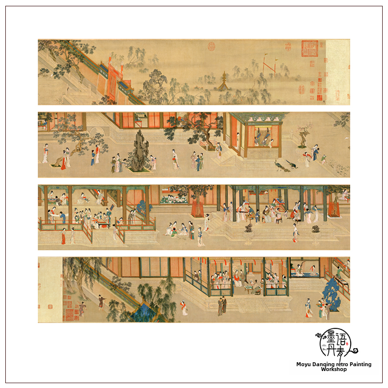 明仇英汉宫春晓图十大传世名画工笔人物画长卷仕女图高清装饰画