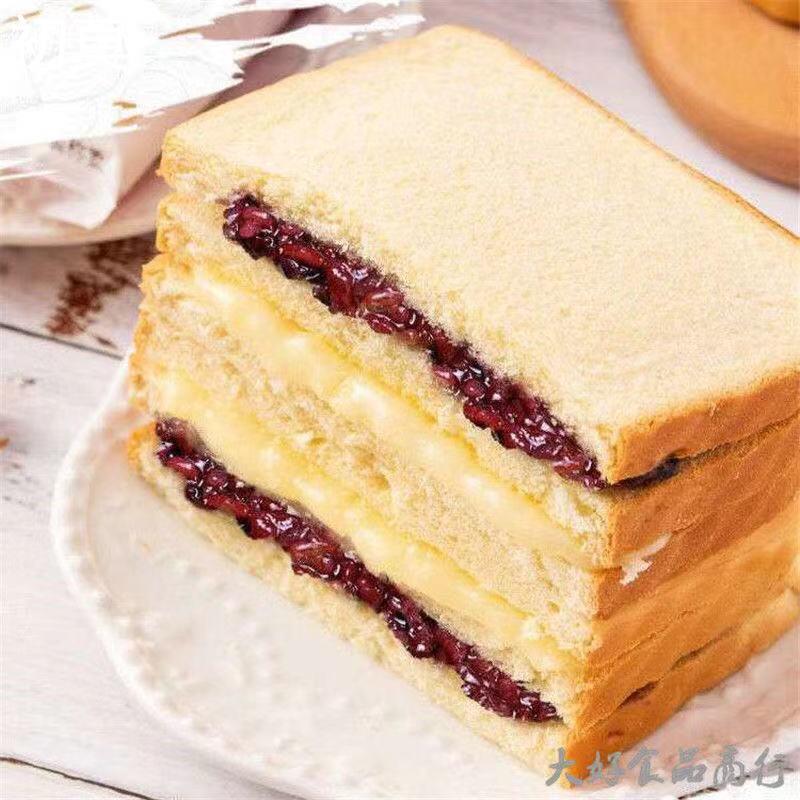 福乐回头红豆蓝莓紫米火腿黄桃夹心面包85克整箱40包营养早餐点心