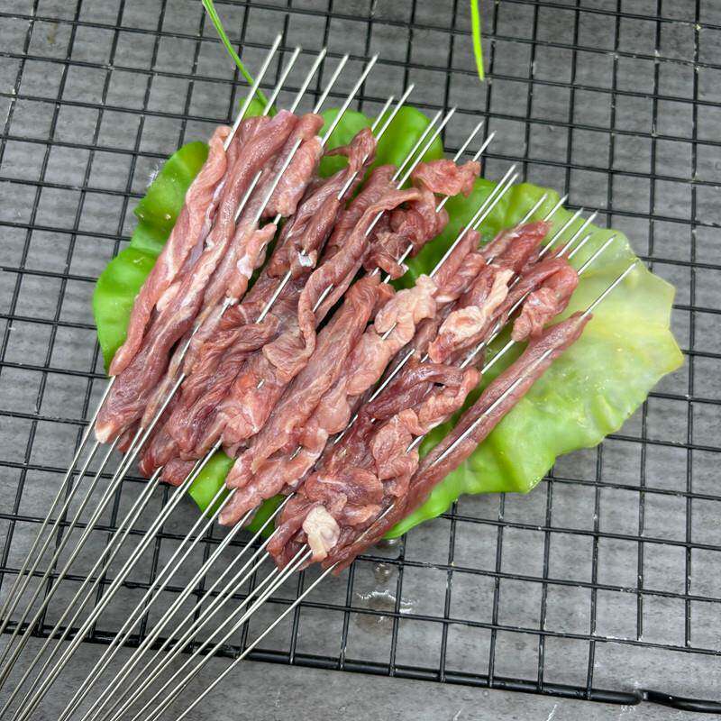 新品1000串钢签新鲜牛肉小串商用半成品油炸铁板烧烤食材铁丝烤肉