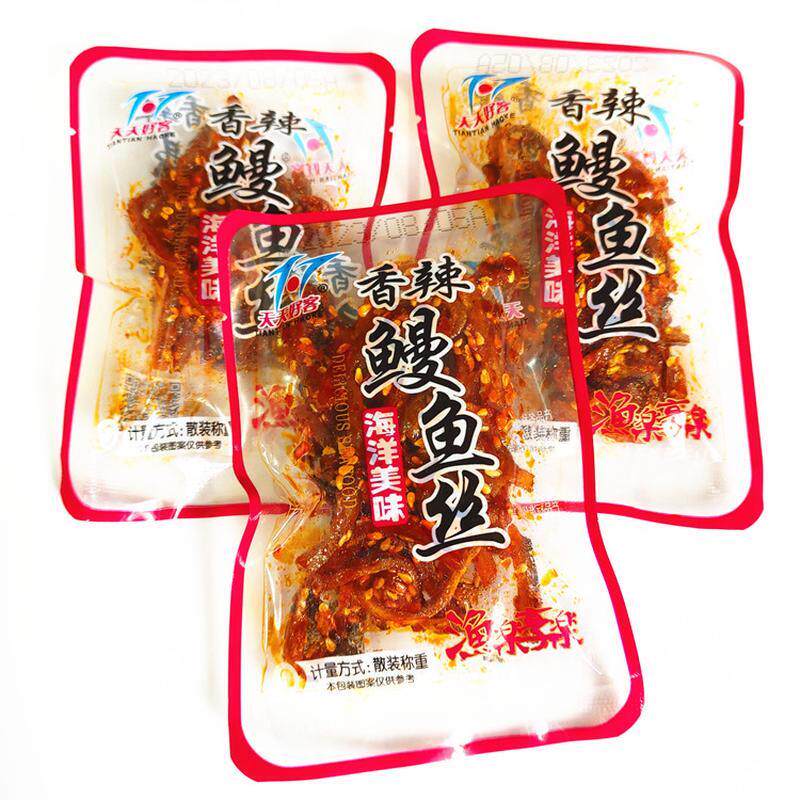 即食天天好客香辣鳗鱼丝条蜜汁小鱼干片辣条小吃休闲海鲜零食特产