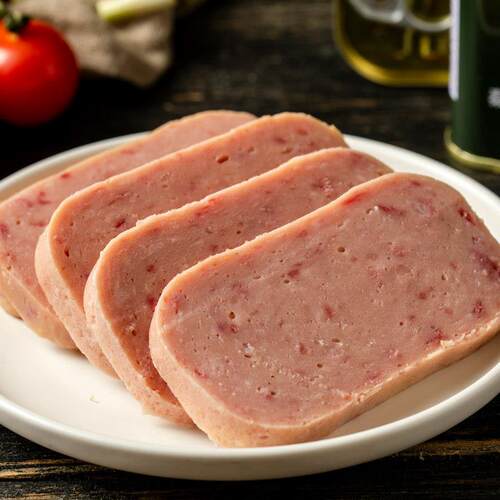 新品北戴河午餐肉340g户外便携易拉罐健身代餐罐头野外即食早餐肉