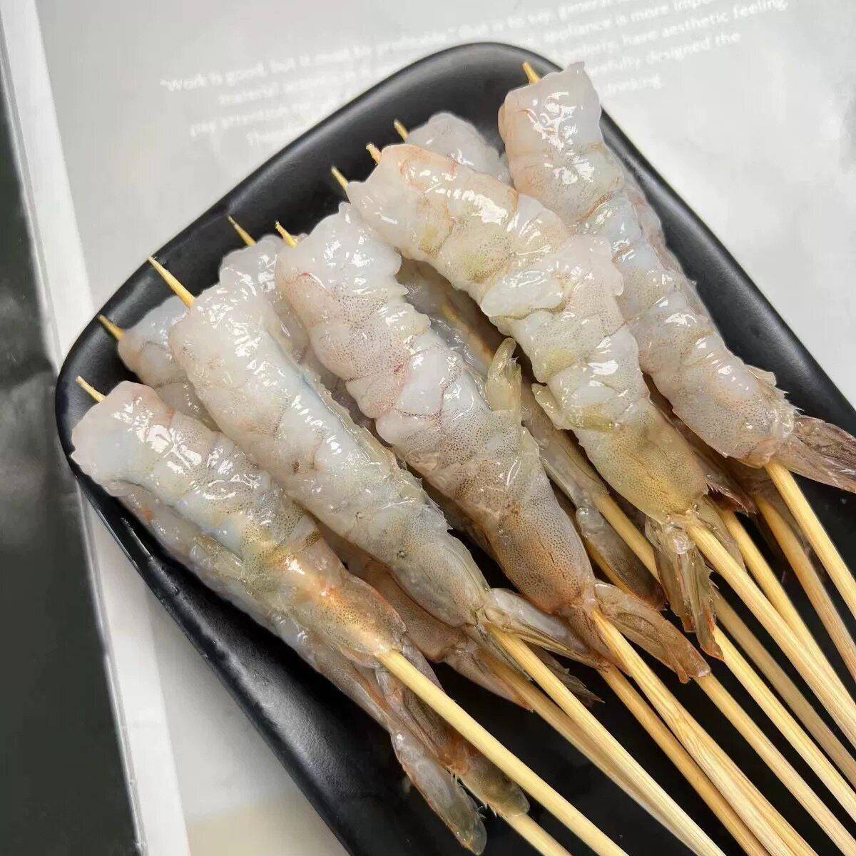 新品凤尾虾串鲜虾小串50串虾尾小串铁板串虾铁板油炸串烧烤食材海
