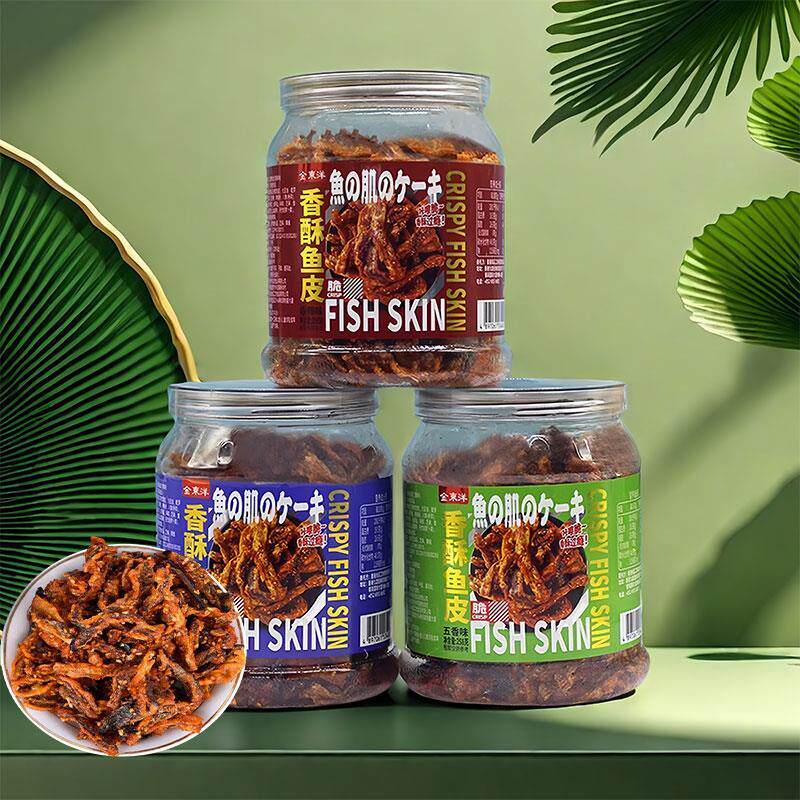 金东洋香酥鱼皮罐装零食开