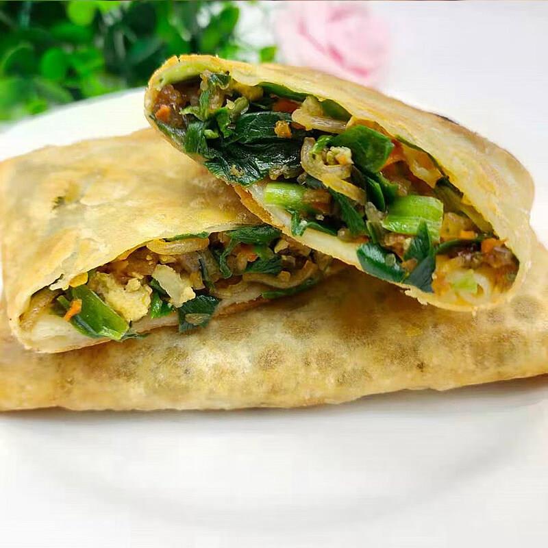 新品韭菜盒子商用早餐半成品鸡蛋素馅饼速食面饼懒人速冻卷饼菜饼
