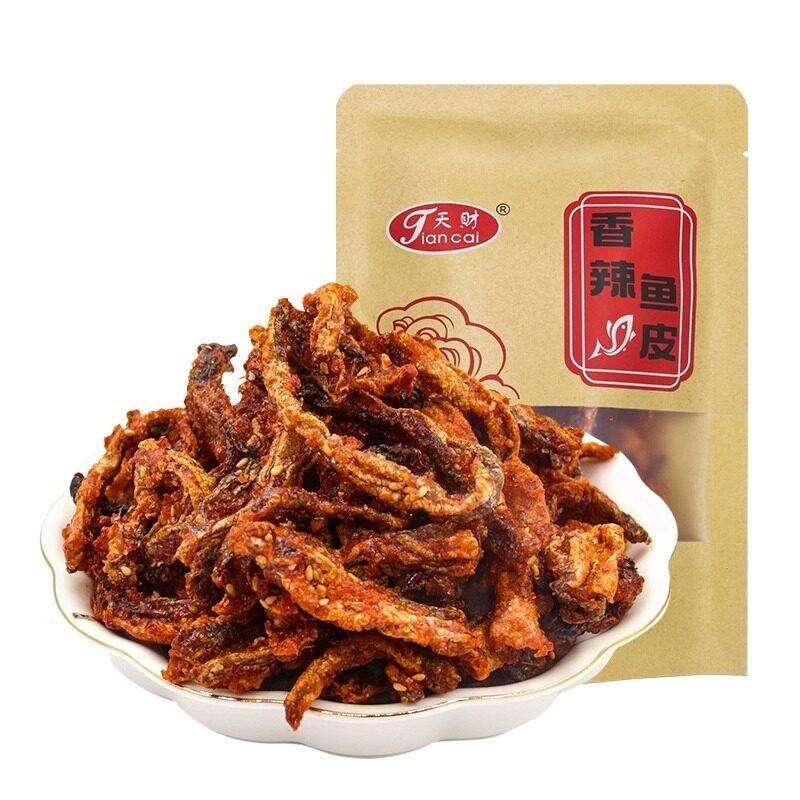 香辣鱼皮酥炸鱼皮500g大包装海鲜零食即食麻辣鱼皮蜜汁甜辣鳕鱼皮