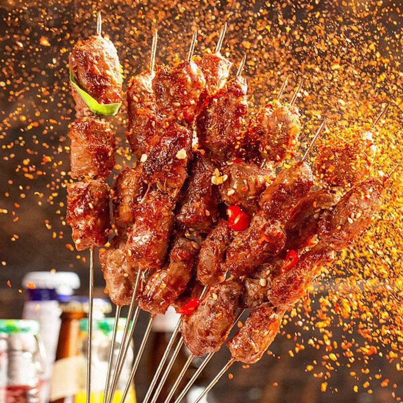 新品草原牛肉串商用油炸烧烤火锅冷冻牛肉烧烤肉串整箱批【串道同