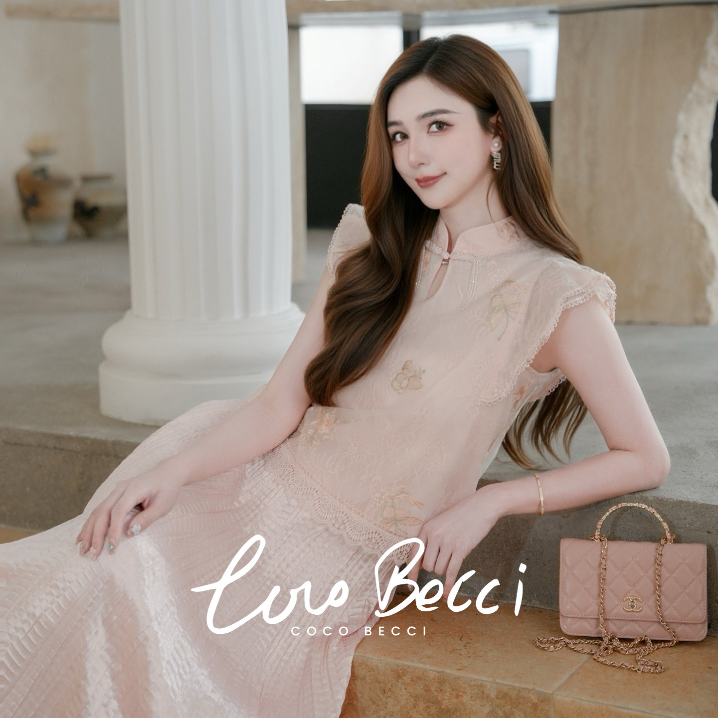 COCO BECCI【庄生梦蝶】新中式立领盘扣飞袖花边小衫上衣2026新款