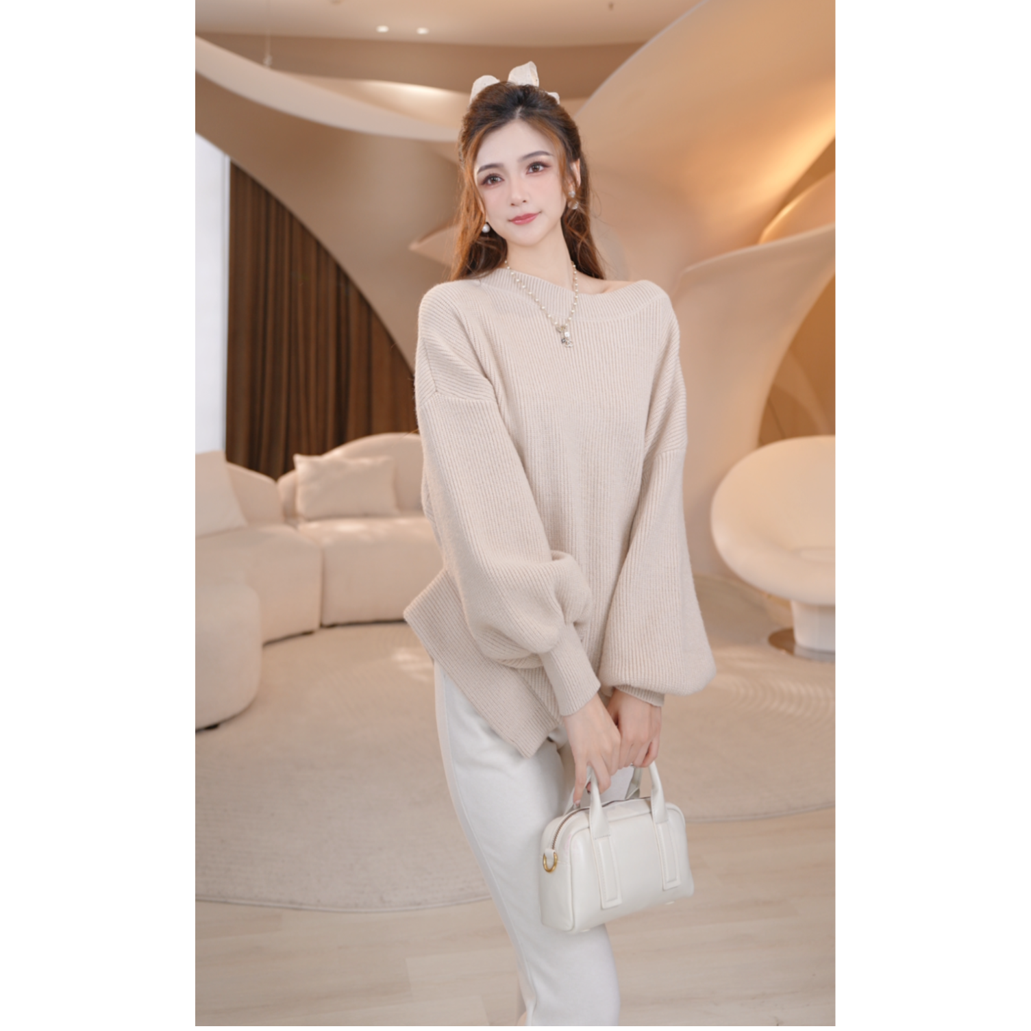 COCO BECCI【许妍同款】绵羊毛不规则剪裁针织衫CFCJD131247