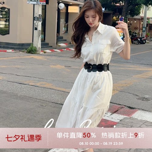 COCO BECCI【缪斯女神】桑蚕丝衬衫款时尚优雅通勤气质连衣裙女夏