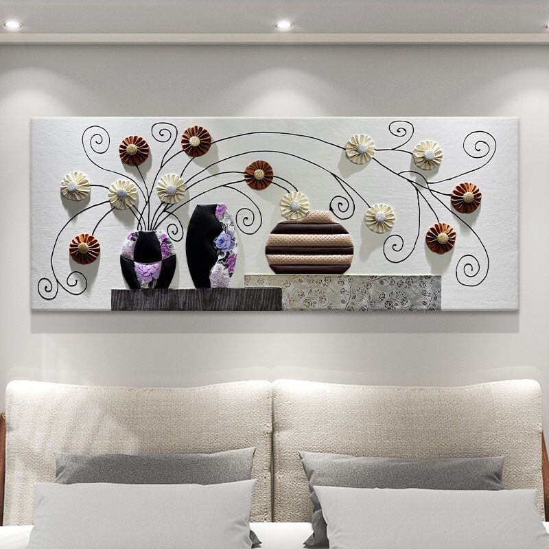 轻奢抽象主卧室背景墙装饰画高端大气床头3D立体挂画新款艺术壁画