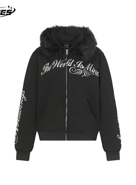 ARES美式座山雕复古秋冬可拆卸毛领开衫卫衣cleanfit保暖加绒男