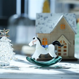 淄博琉璃非遗手工装饰品摇摇马桌面摆件马上有钱家居摆放玄关礼物