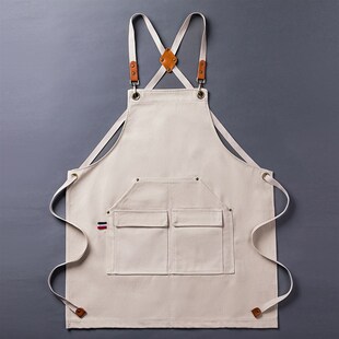 奶茶店围裙定制logo餐饮防水牛仔布料商用工装餐厅酒吧工作服