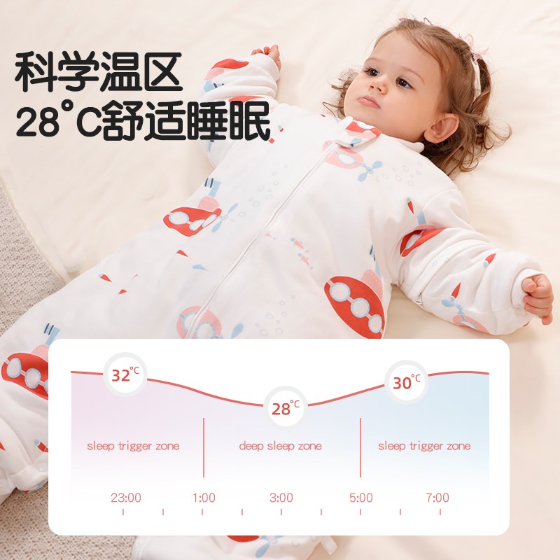 婴儿睡袋秋冬季宝宝恒温睡袋冬款新生儿童分腿防踢被子加厚款