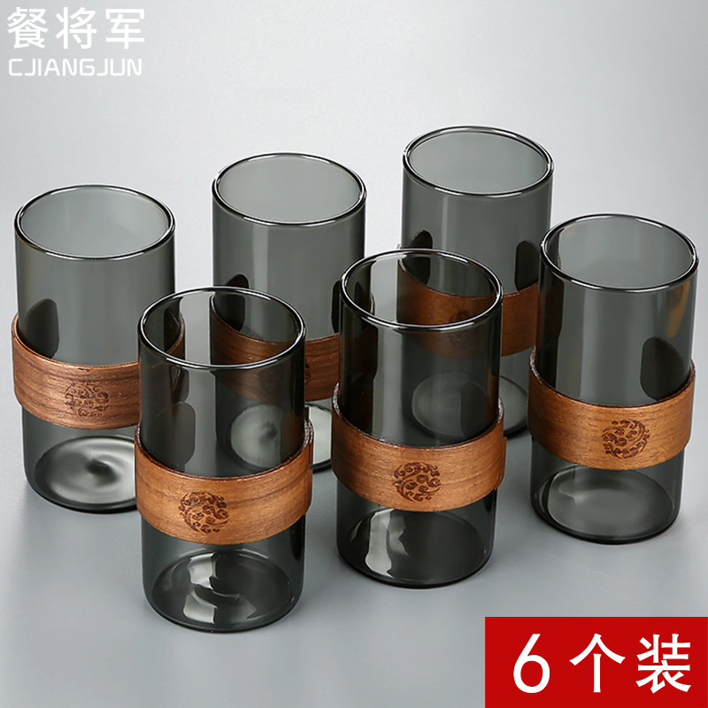 高硼硅玻璃杯水杯家用套装u耐高温高颜值女大容量男士泡茶杯木环