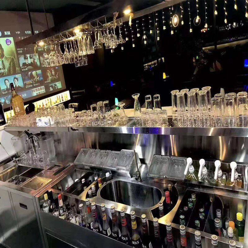 水吧台酒吧不锈钢调酒台定制吧台操作台工作台KTV鸡尾酒清吧设计