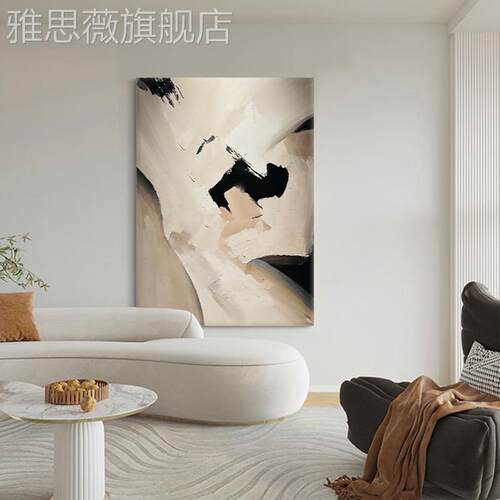 网红侘寂饰风肌理画抽象客厅x玄关手绘油意画装画现代简约式极简