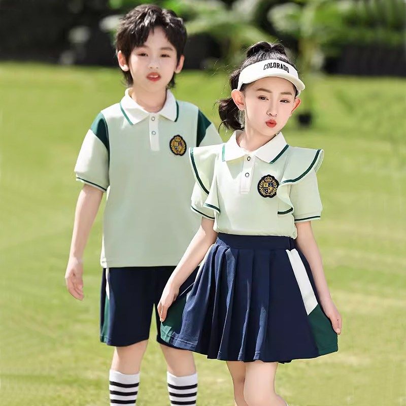 英伦学院风绿色校服套装小学生夏校服/园服