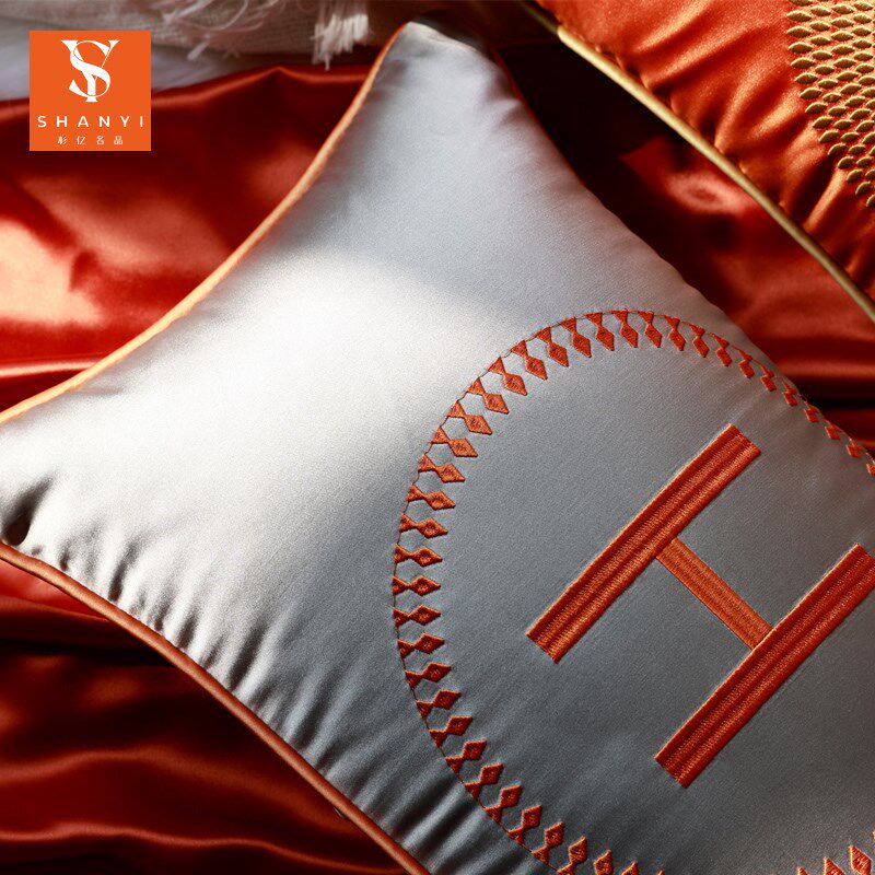 腰枕橙色现代简约风客厅沙发长方形30x50靠枕床头靠垫抱枕套小号