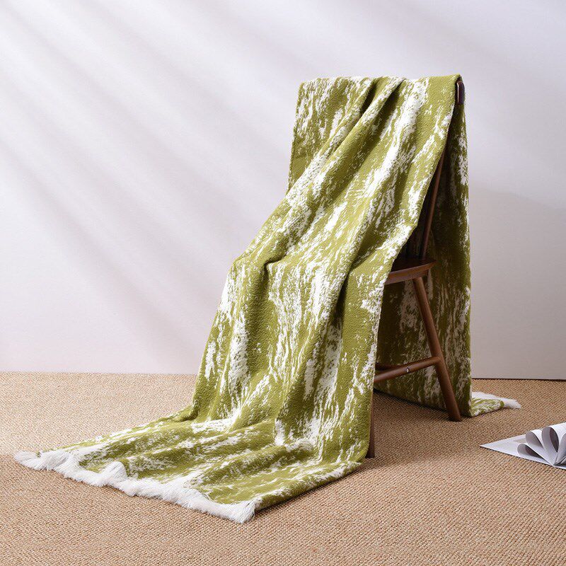 样房酒店民宿绿色床尾巾手工流苏搭巾床旗现代卧室床盖被沙发毯,床上用品,休闲毯/毛毯/绒毯,淘宝优惠券,粉丝福利购,淘宝优惠卷