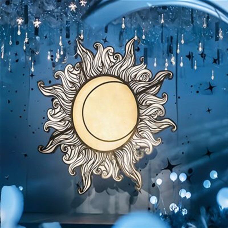 婚庆发光月亮太阳道具灯光婚礼酒店浪漫梦幻舞台布置背景铁艺装饰