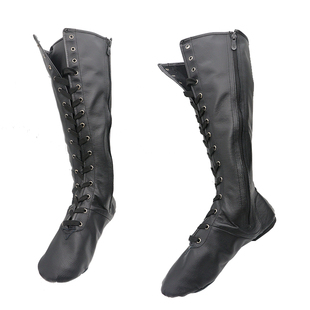 蒙古舞蹈靴女子蒙族民族舞蹈靴藏族靴女鞋子舞蹈马靴系带拉炼黑色