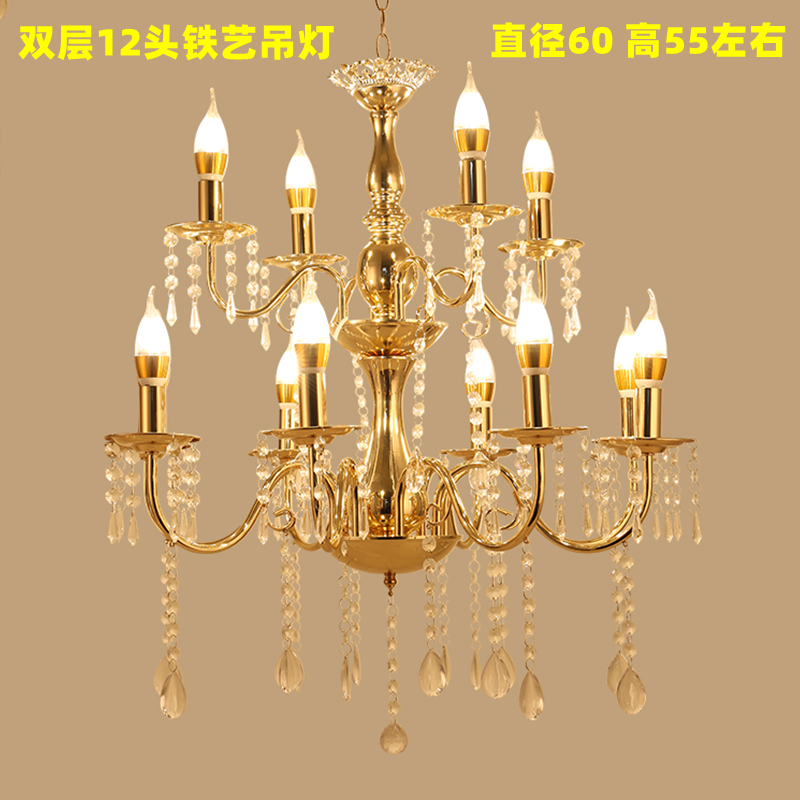 新款婚庆道具铁艺金色水晶吊灯舞台仪式亭装饰路引水晶婚礼装饰灯