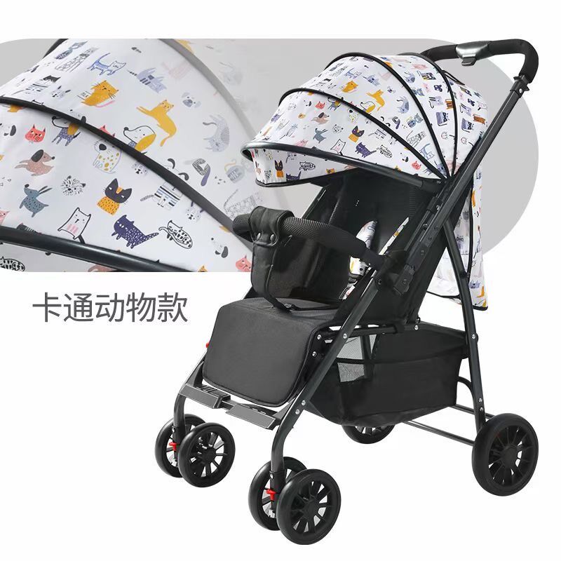 一键折叠轻便婴儿推车0-3岁双向推行清爽透气坐半躺平躺推车