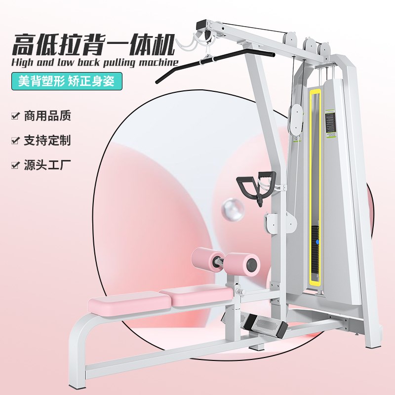 健身器材高低拉背双合一训练w器商用背肌高拉低拉组合健身房器械