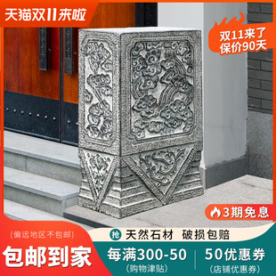 石雕门墩一对抱鼓石仿古天然青石别墅门口摆件家用石鼓门枕石墩子